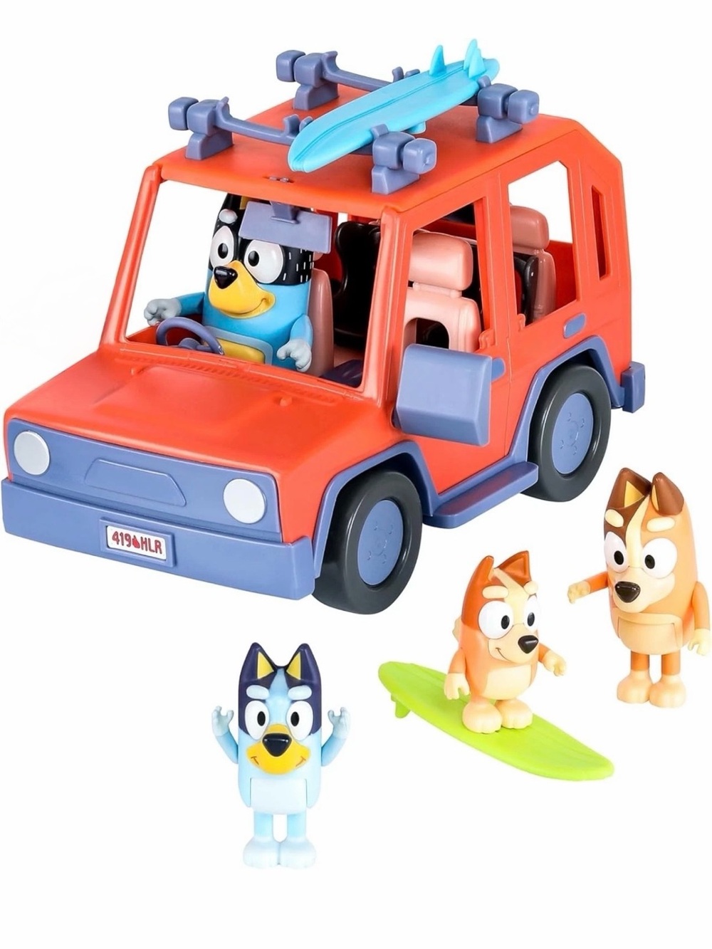 Bluey Heeler Family 4WD Vehicle Playset with 4 Figures & Surfboards